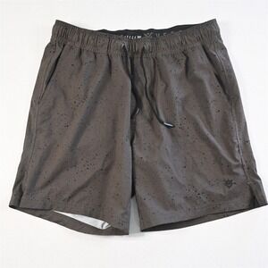 Veece Sx6.5" Green Splatter Pull On Athleisure‎ Casual Mens Shorts
